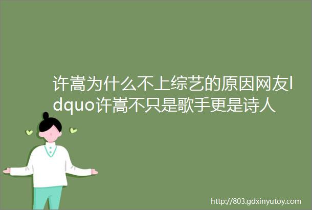 许嵩为什么不上综艺的原因网友ldquo许嵩不只是歌手更是诗人rdquo