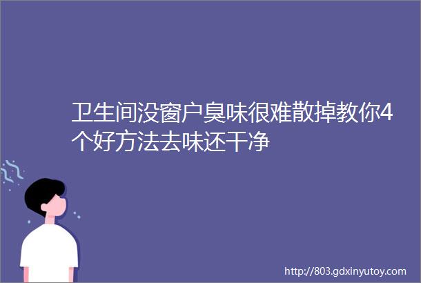 卫生间没窗户臭味很难散掉教你4个好方法去味还干净